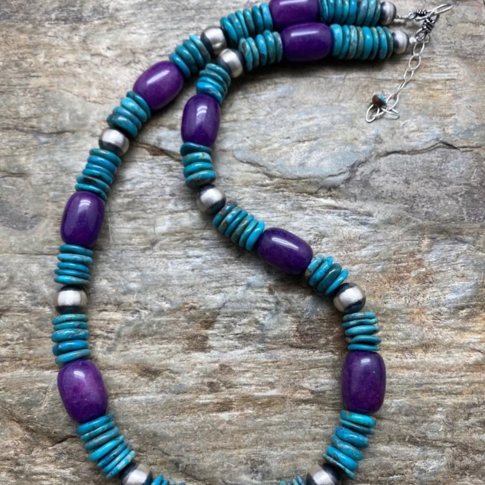 Sterlingsilver Dyed Sugilitewturquoisebeadnecklace - image 3